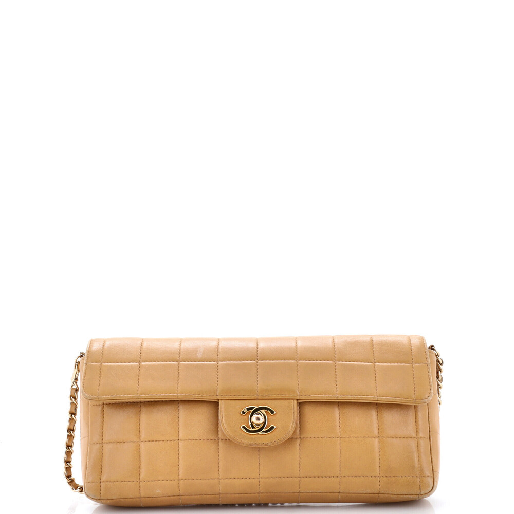Chanel East West Chocolate Bar Flap Bag Quilted Lambskin